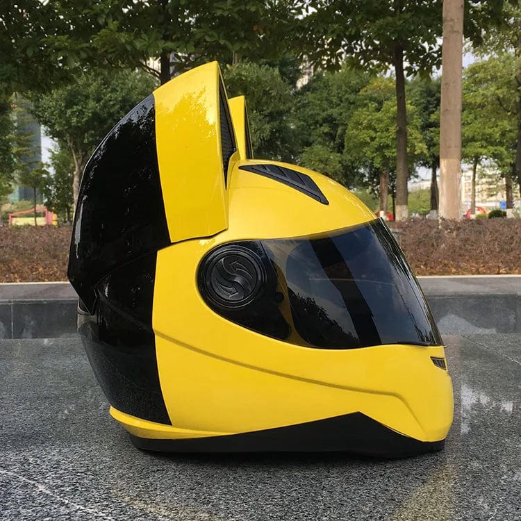 CatEars Full Face Motorcycle Helmet with Detachable Cat Ears Riding Helmet