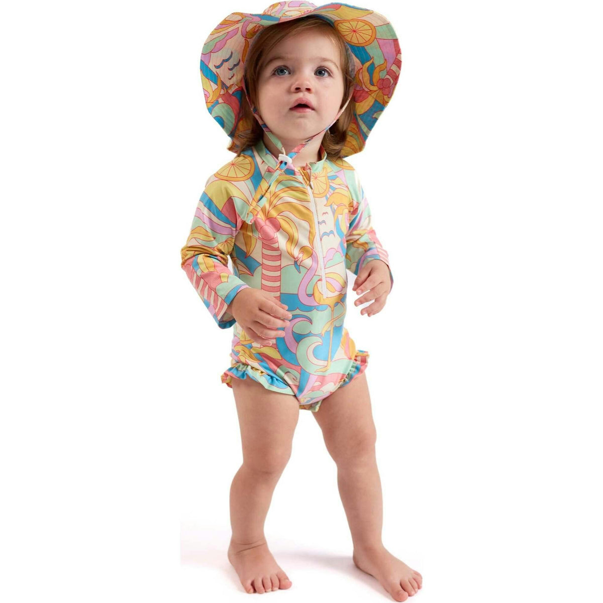 The Paradiso - Girls Rash Guard One Piece with Ruffle UPF 50+