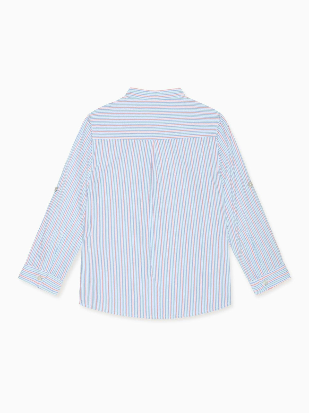 Coral Stripe Mateo Long Sleeve Boy Shirt