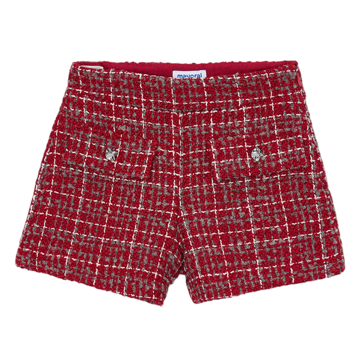 Red Tweed Button Shorts