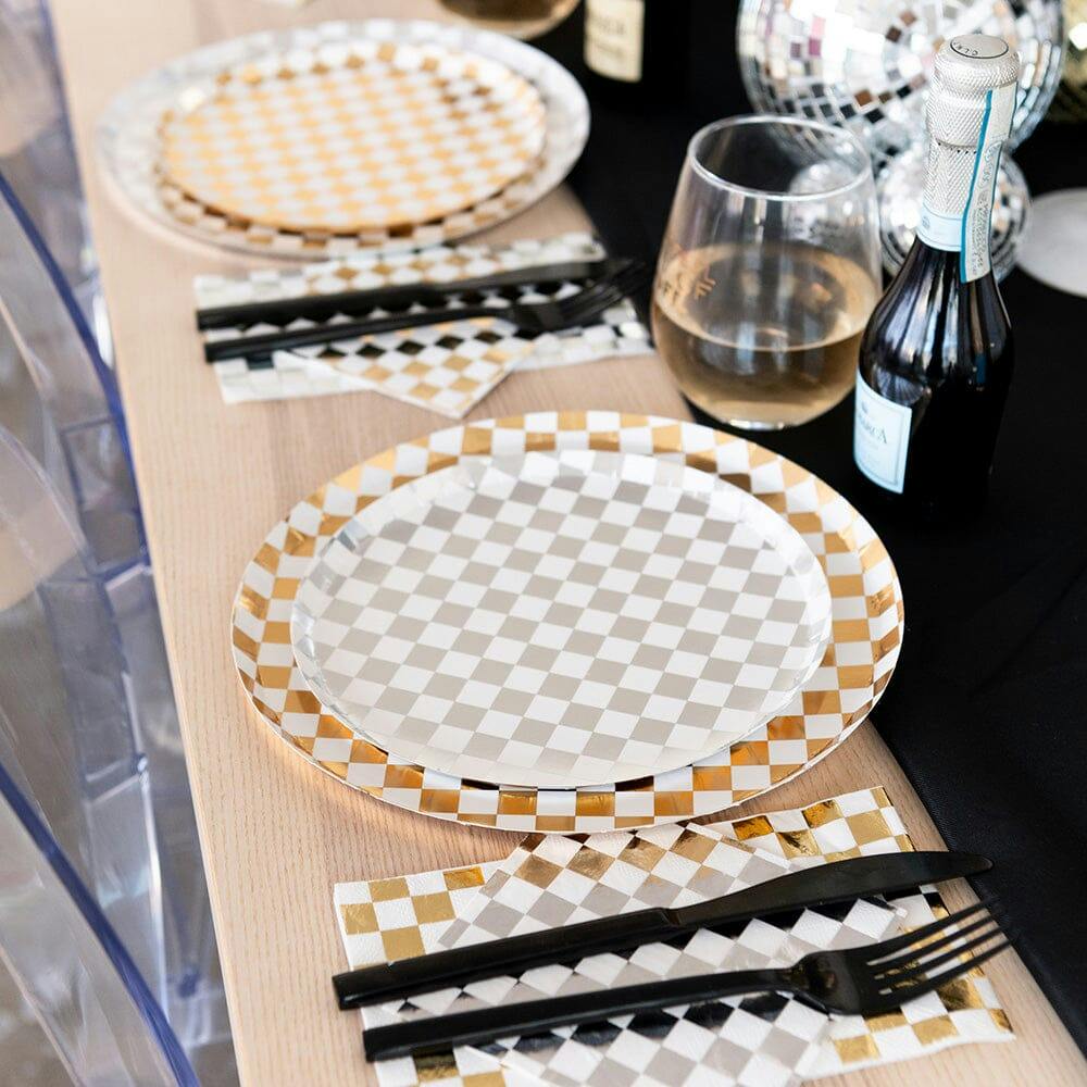 Check It! Gold Clash Check Guest Napkins