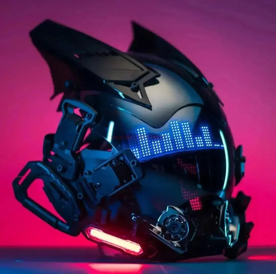 Cyberpunk Helmet Shinobi Mask: Robot Samurai Armor with LED Light