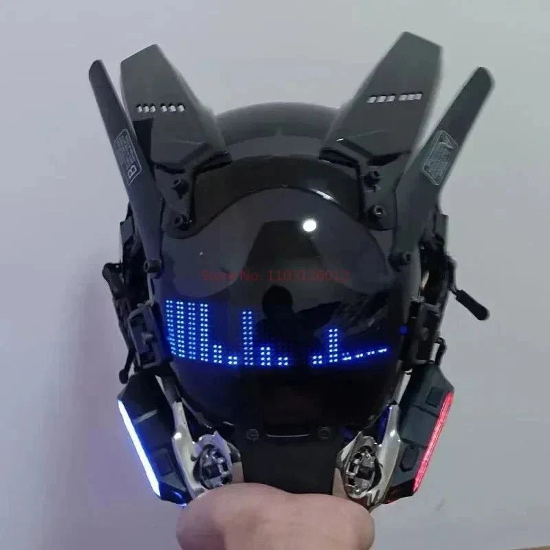 Cyberpunk Helmet Shinobi Mask: Robot Samurai Armor with LED Light