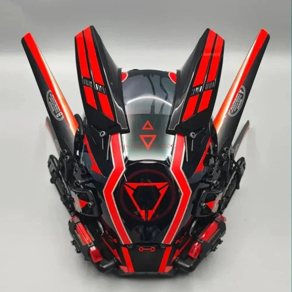 Cyberpunk Helmet Shinobi Mask: Robot Samurai Armor with LED Light