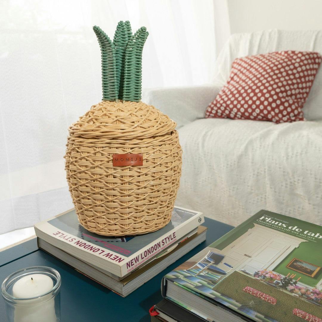 Handcrafted - Pineapple Basket (Natural) Small - Rattan Wicker