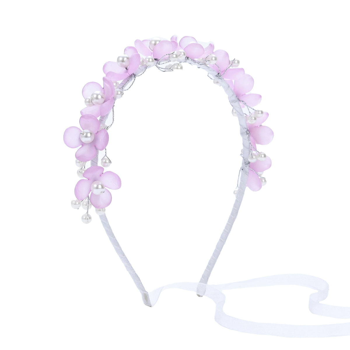 Purple Floral Pearl Headband