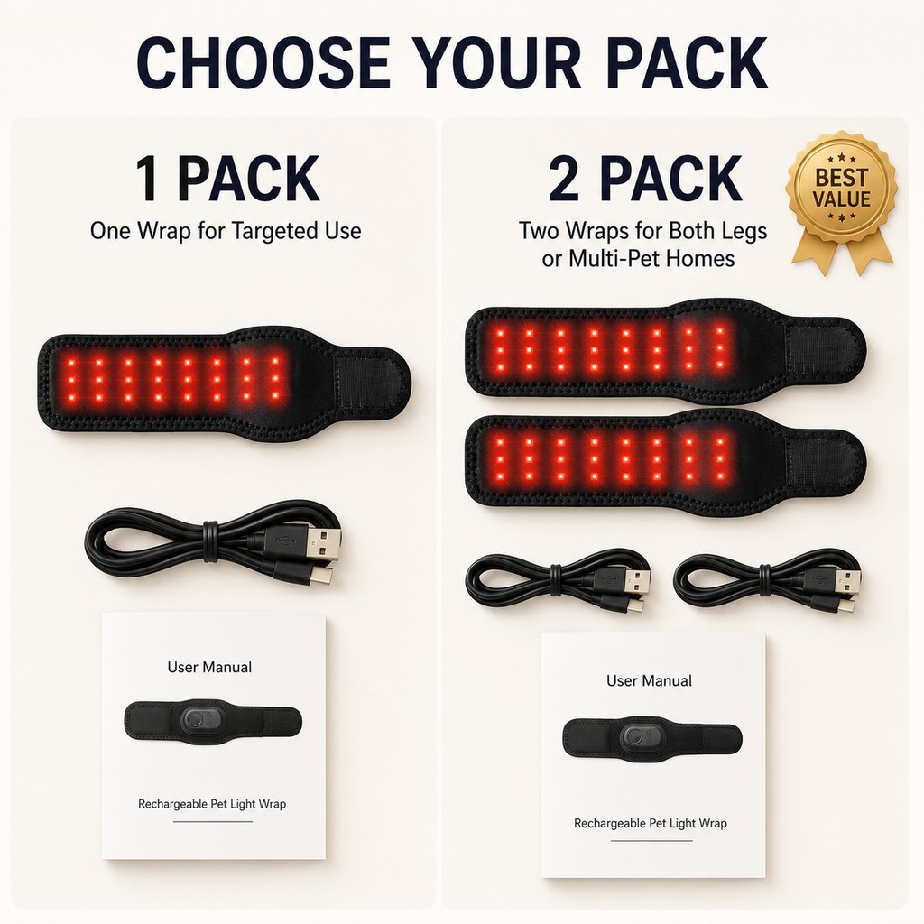 Rechargeable Dog Red & Near-Infrared Leg Wrap – Cord-Free At-Home Care for Senior Dogs & Post-Activity Comfort