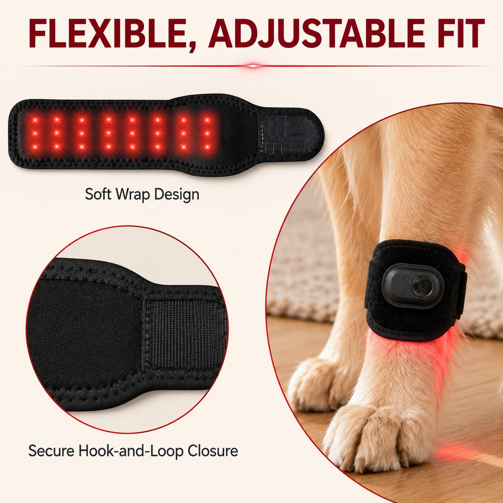 Rechargeable Dog Red & Near-Infrared Leg Wrap – Cord-Free At-Home Care for Senior Dogs & Post-Activity Comfort