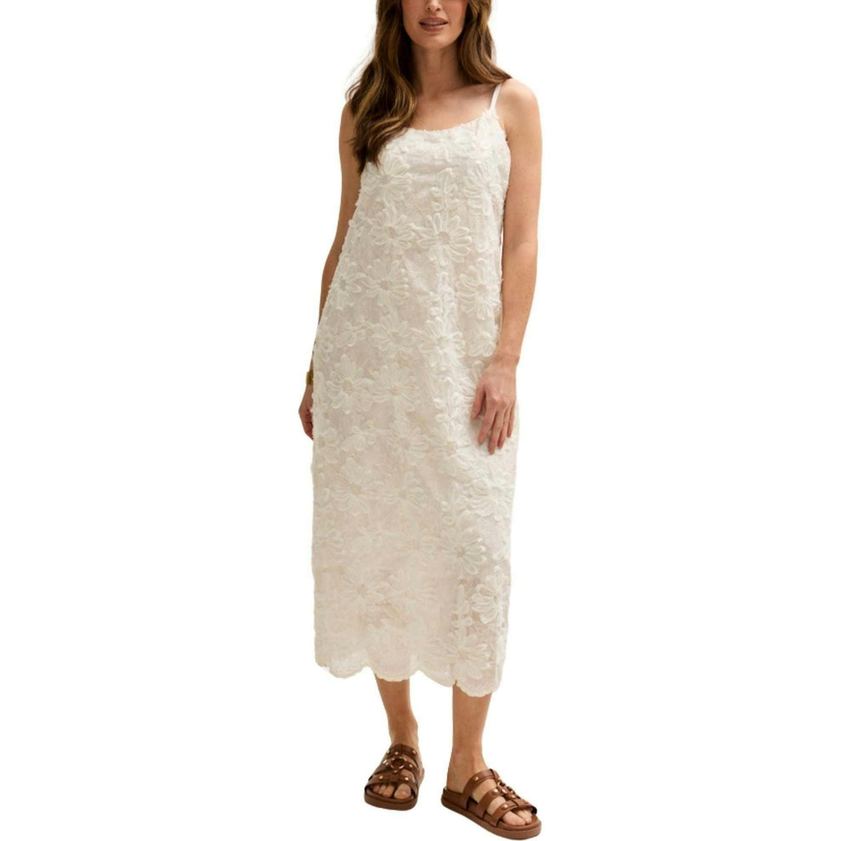 Lily Spaghetti Strap Ribbon Work Midi Dress
