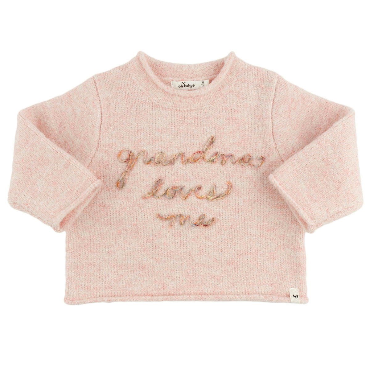 "grandma loves me" Heather Roll-Edge Pullover