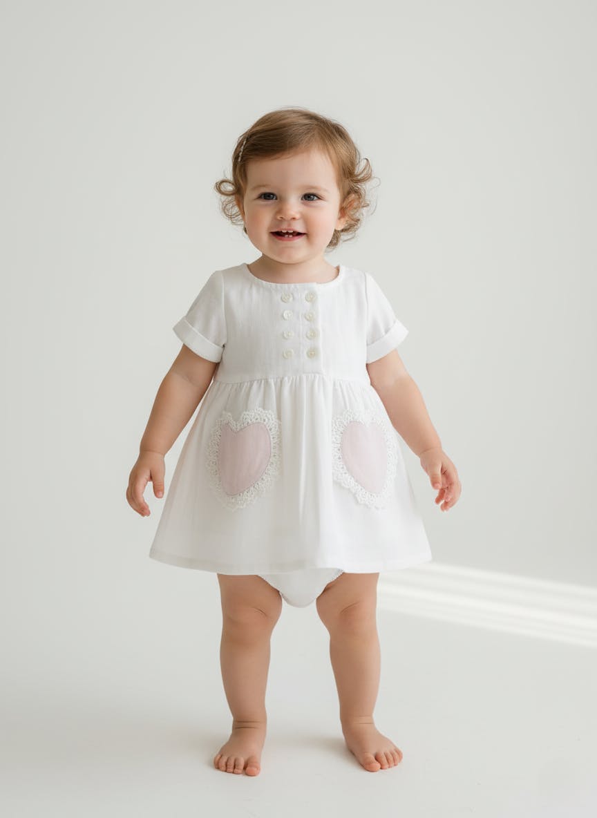Amore Dress White — Cotton Girls Dress | Infant to Tween 0-13 Years
