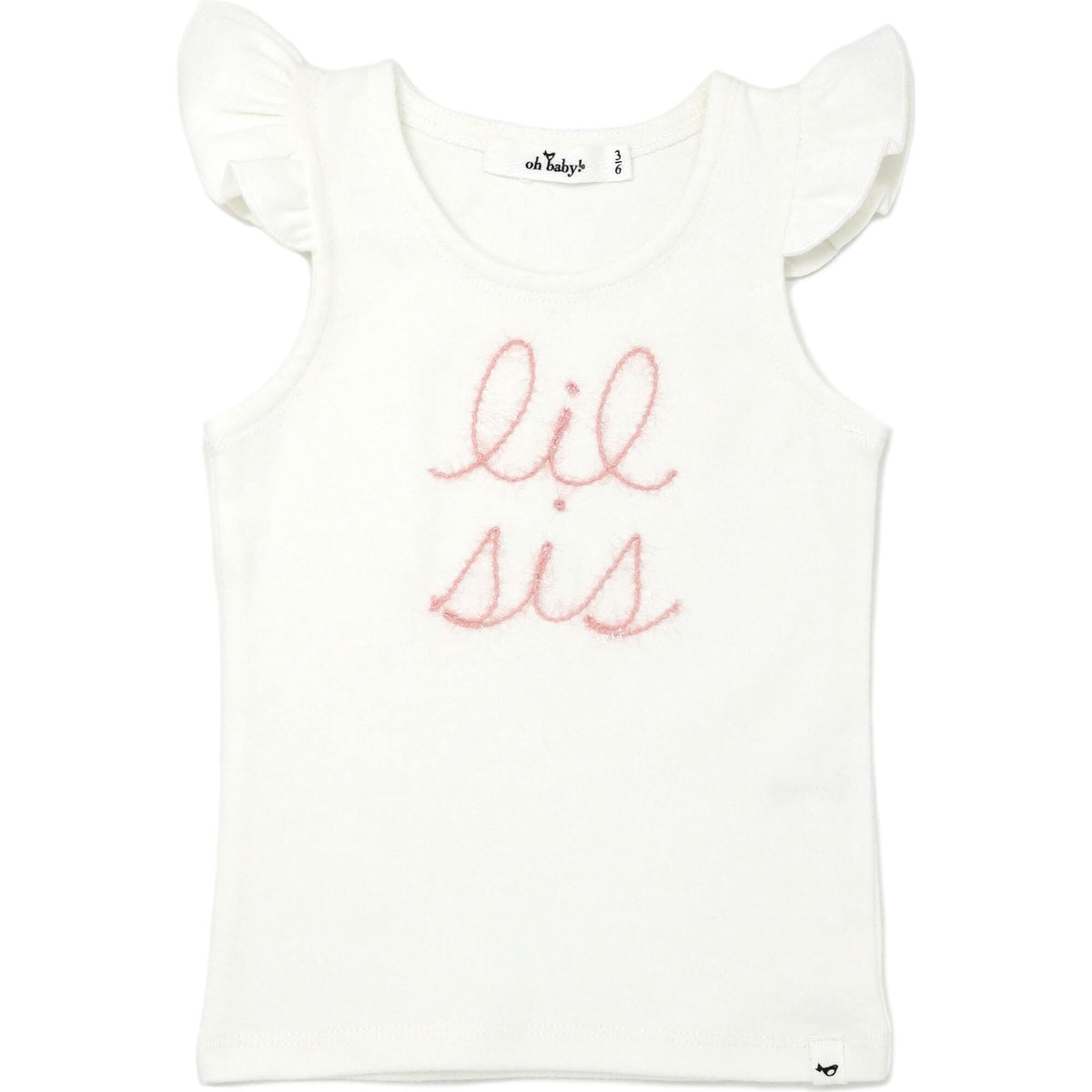 "lil sis" Embroidered Cotton Baby Rib Full Sleeve Tank