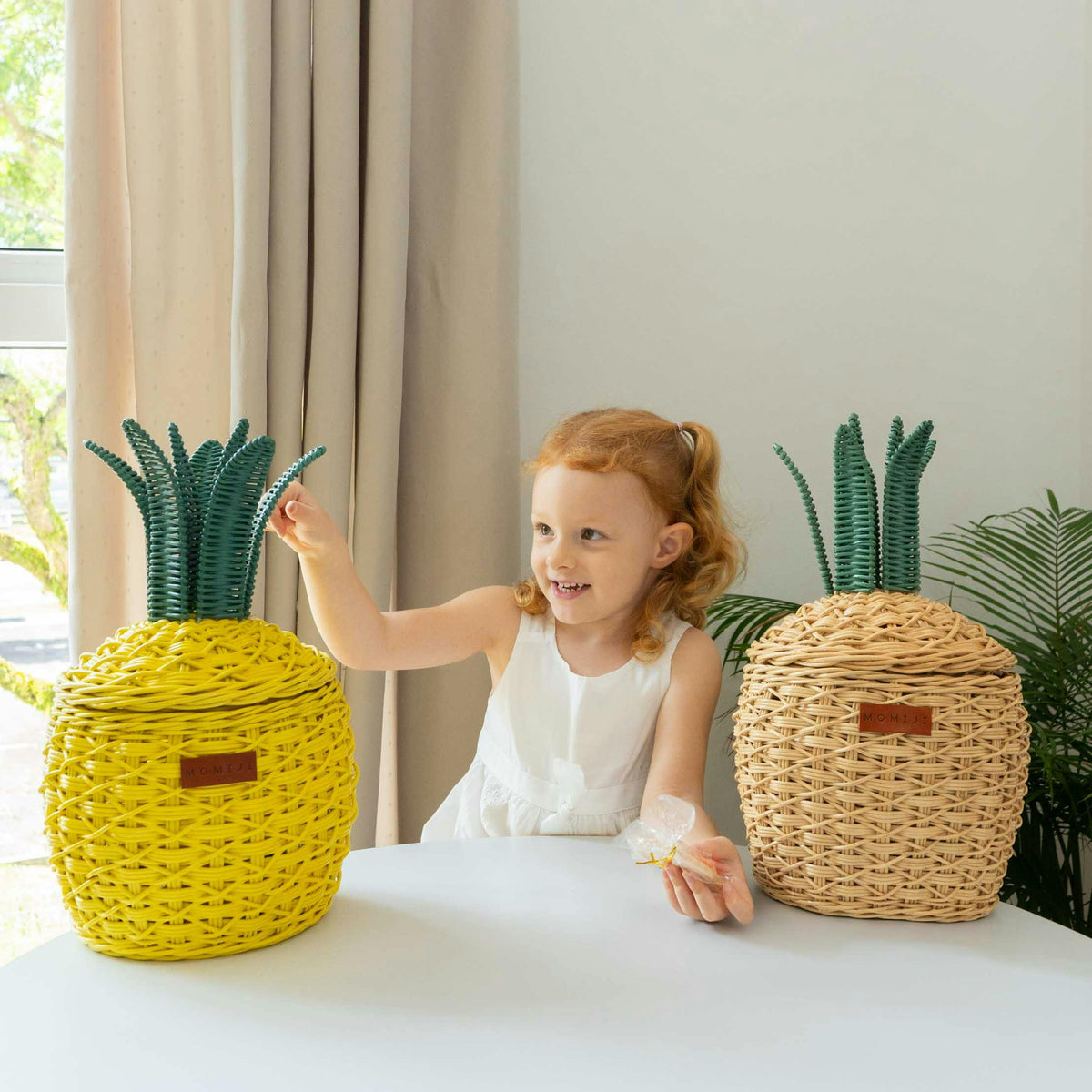 Handcrafted - Pineapple Basket (Natural) Small - Rattan Wicker
