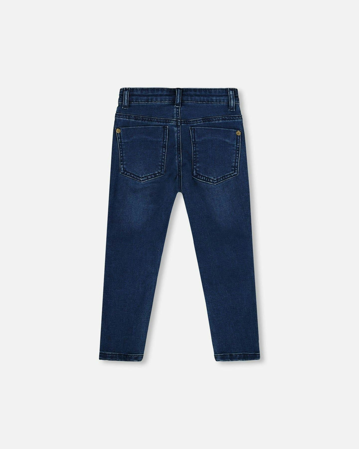 French Terry Blue Denim Pants With Contrasting Patch