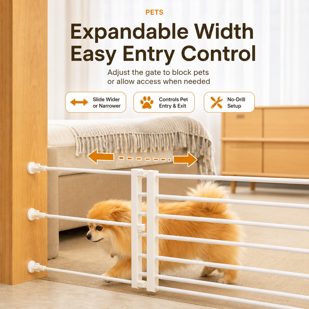 No-Drill Expandable Pet Gate for Doorways - Adjustable Indoor Barrier for Small Dogs