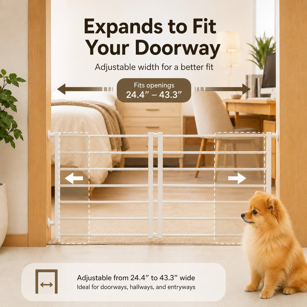 No-Drill Expandable Pet Gate for Doorways - Adjustable Indoor Barrier for Small Dogs