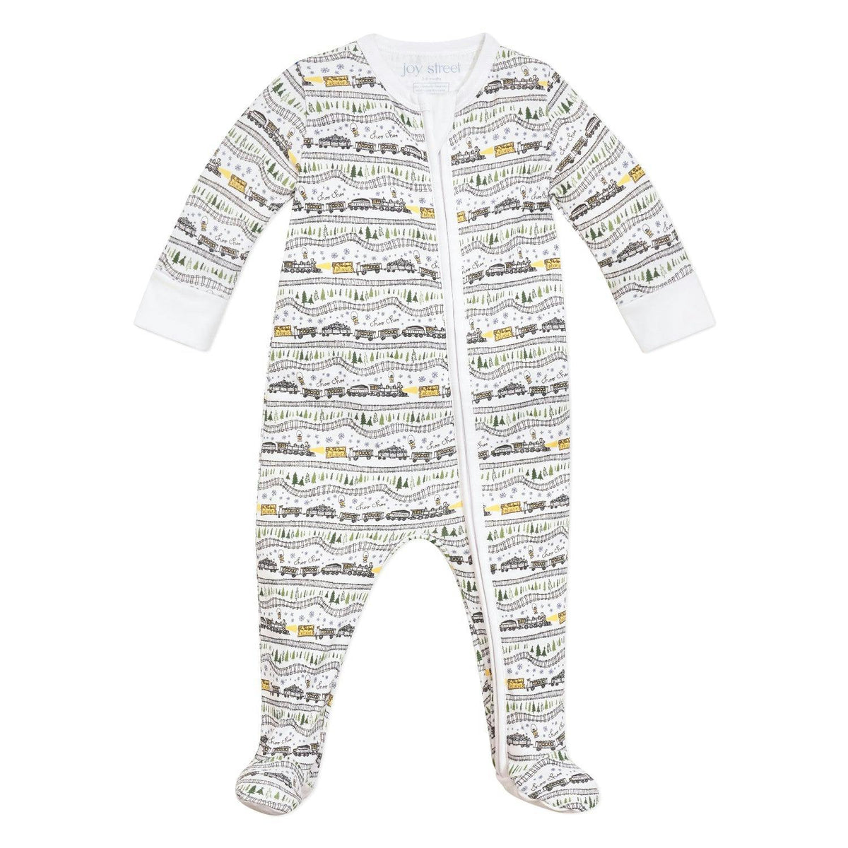 Christmas Trains Zip Baby Onesie