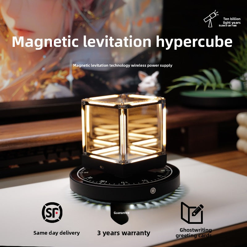 Magnetic Levitation Hypercube | Floating Desktop Art