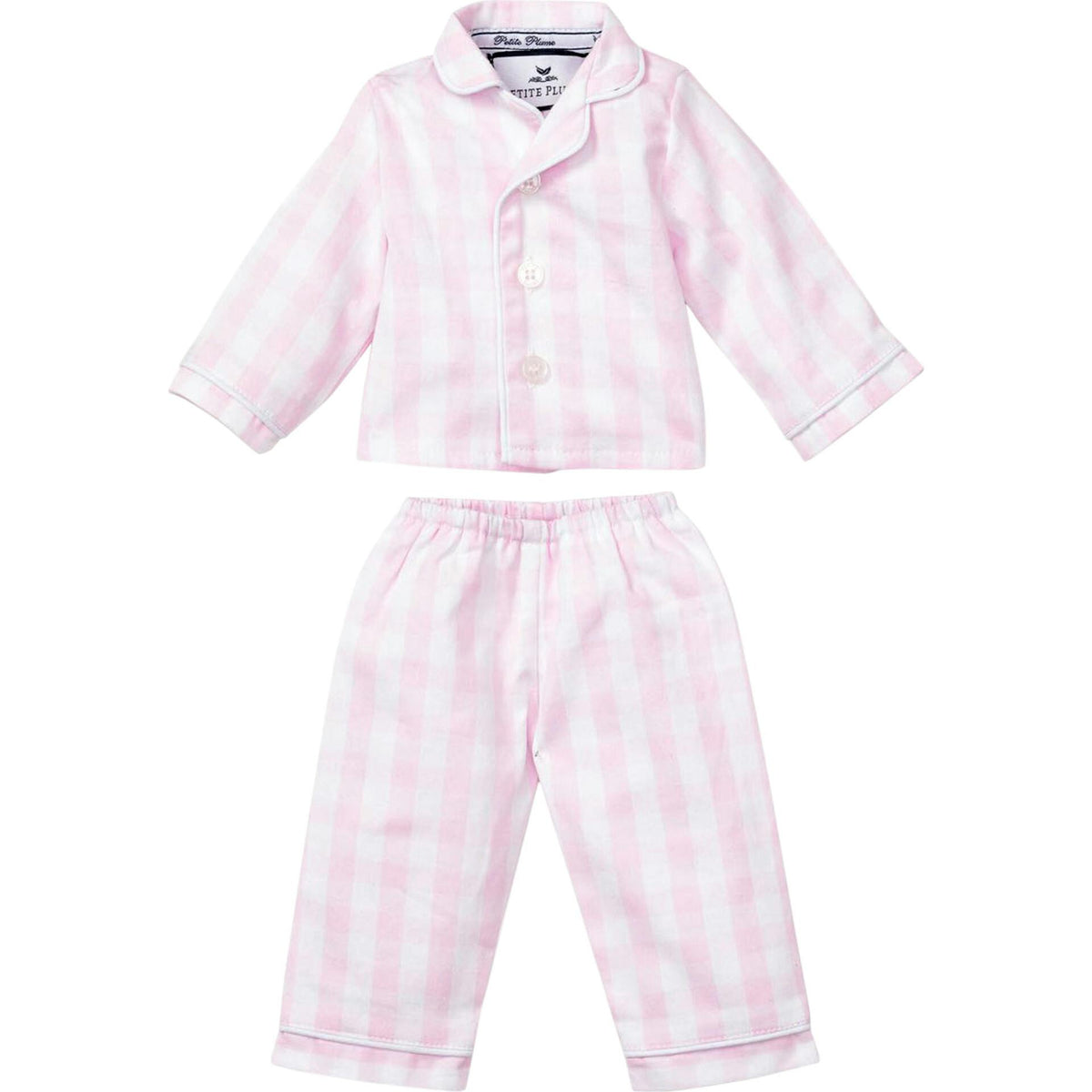 Kid's Twill Doll Pajamas in Pink Gingham
