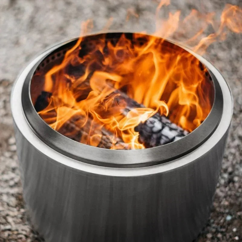 Smokeless Fire Pit with Airflow Chamber and Removable Ash Pan, Portable Stainless Steel