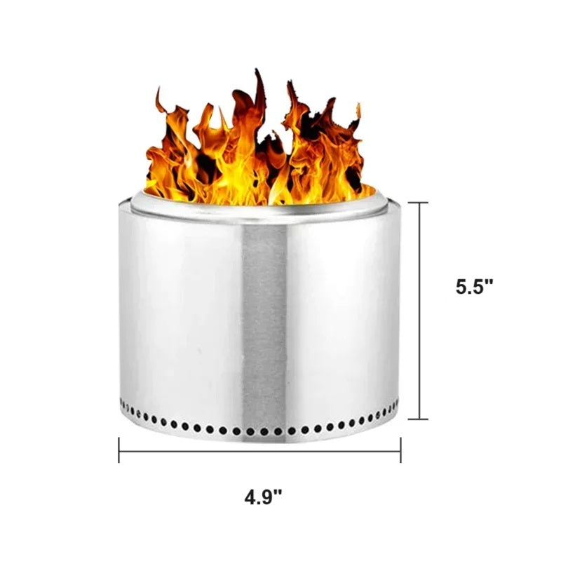 Smokeless Fire Pit with Airflow Chamber and Removable Ash Pan, Portable Stainless Steel
