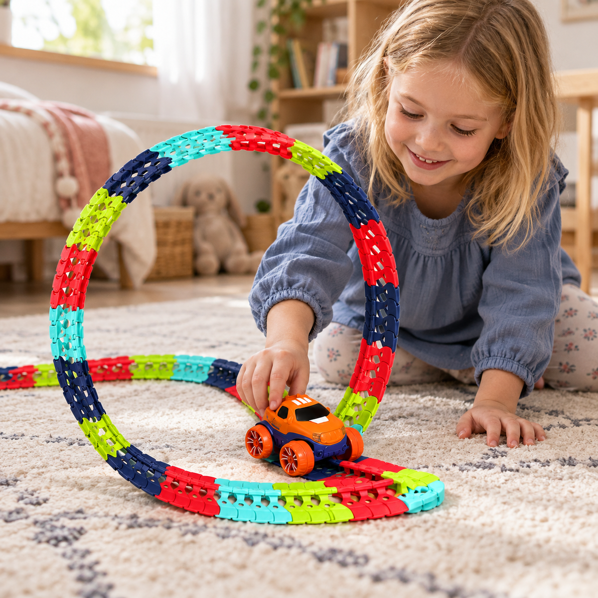 Flexible Car Racing Track Set, 184 Pieces