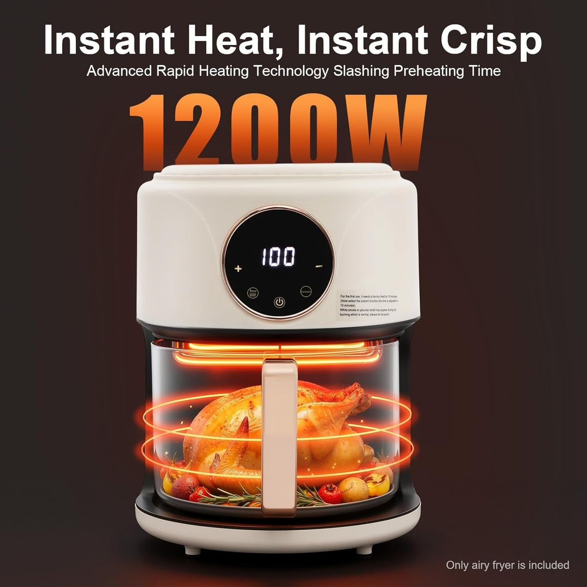 Non-Toxic Glass Air Fryer with PFAS-Free Borosilicate Pot
