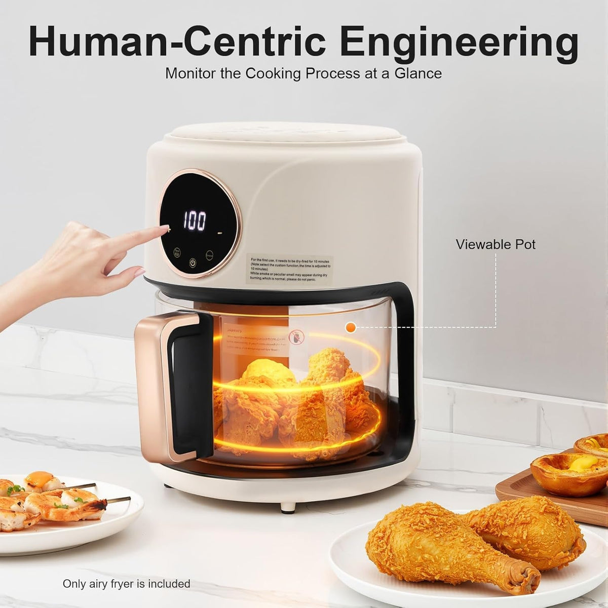 Non-Toxic Glass Air Fryer with PFAS-Free Borosilicate Pot