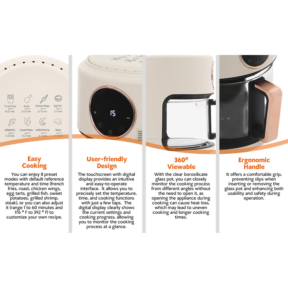 Non-Toxic Glass Air Fryer with PFAS-Free Borosilicate Pot