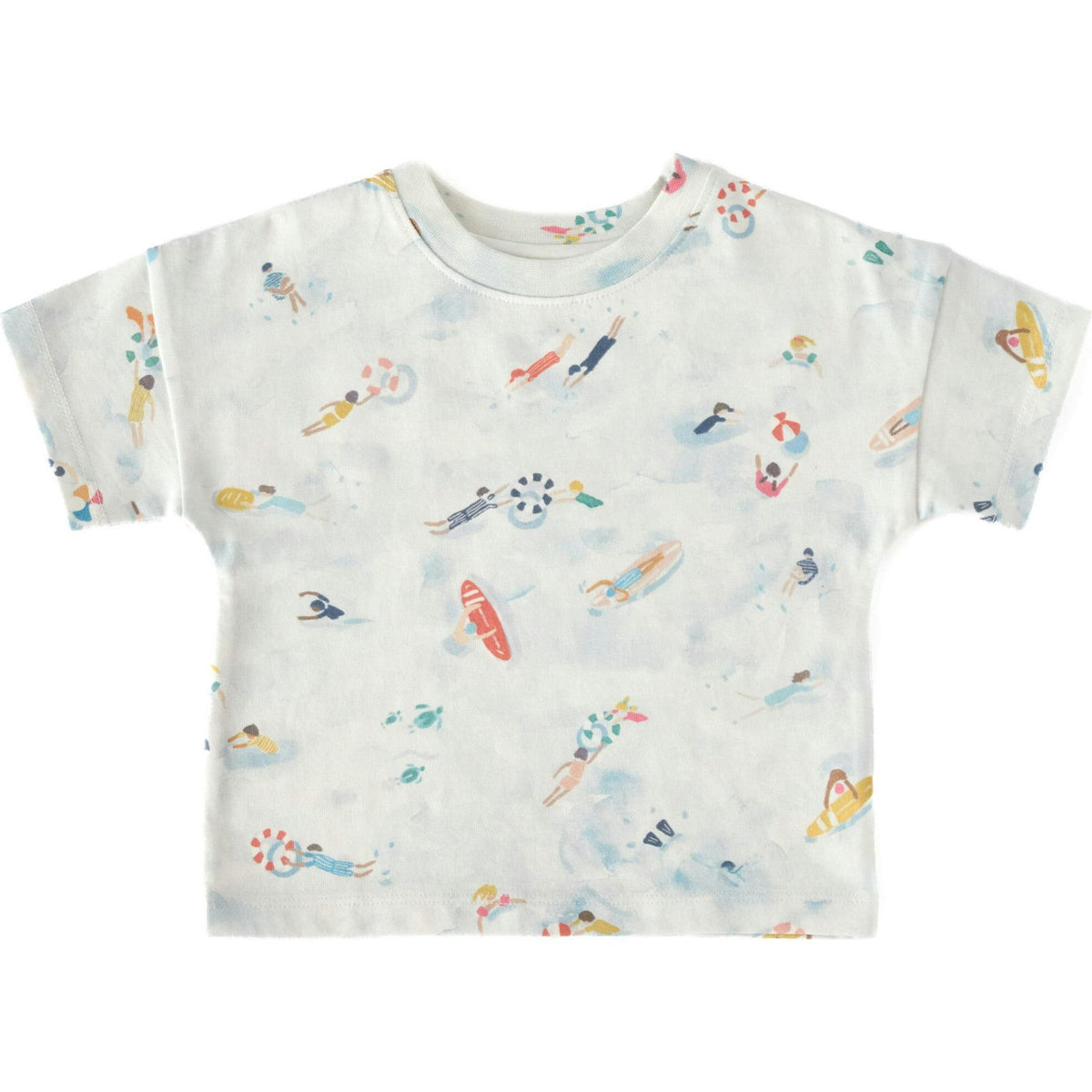 Crew Neck Dropped Shoulder T-Shirt, Multi