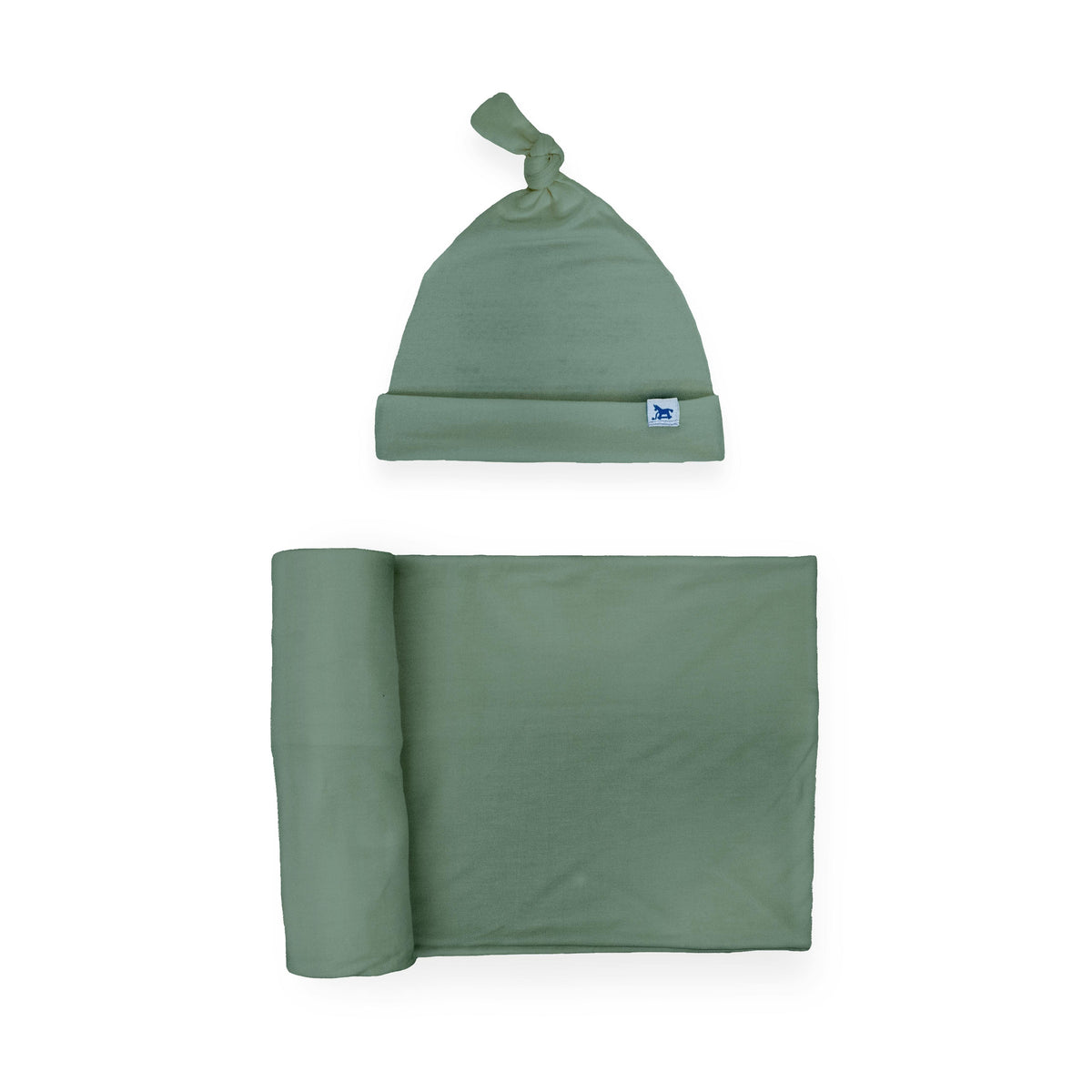 Stretch Knit Swaddle and Hat Set - Pine