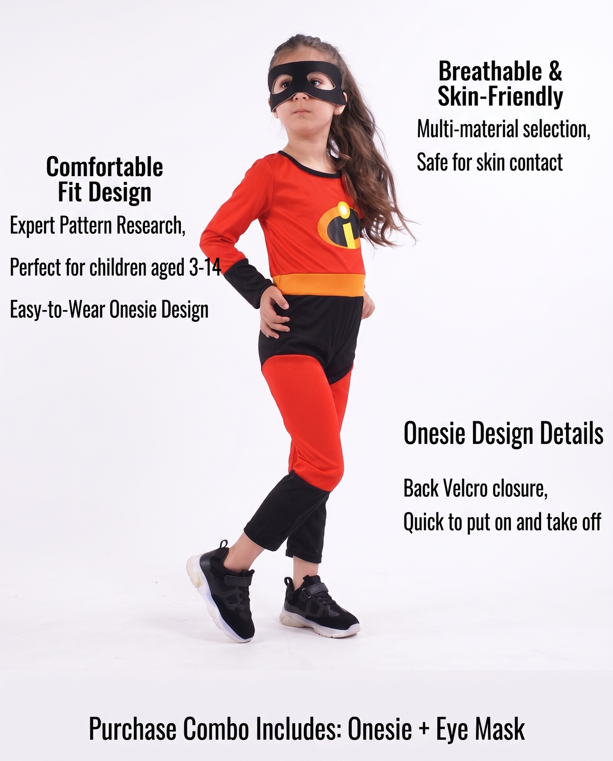 The Incredibles Super Suit  Cosplay Costume (Non Screen Print )(Kid Version)