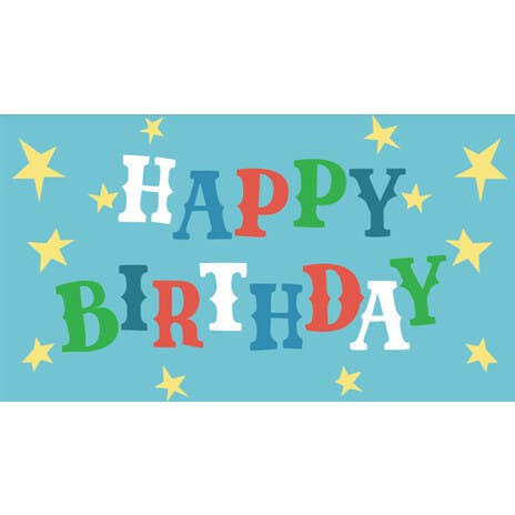 "Happy Birthday" Blue Letter Flag
