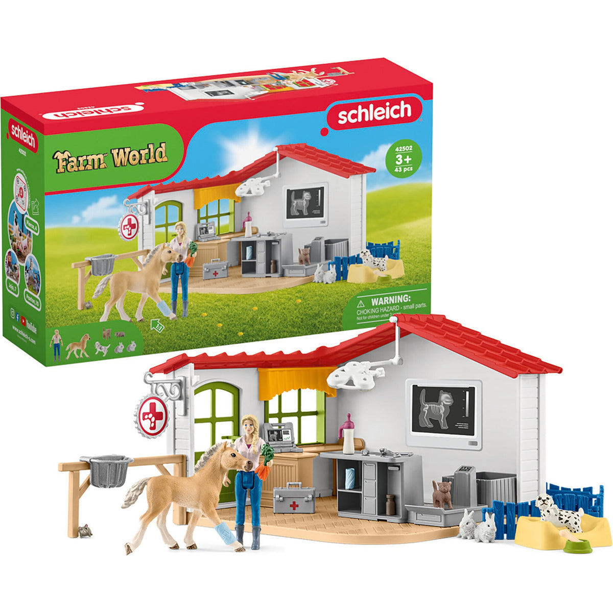 Schleich Farm World: Veterinarian Practice With Pets - 43pc Playset