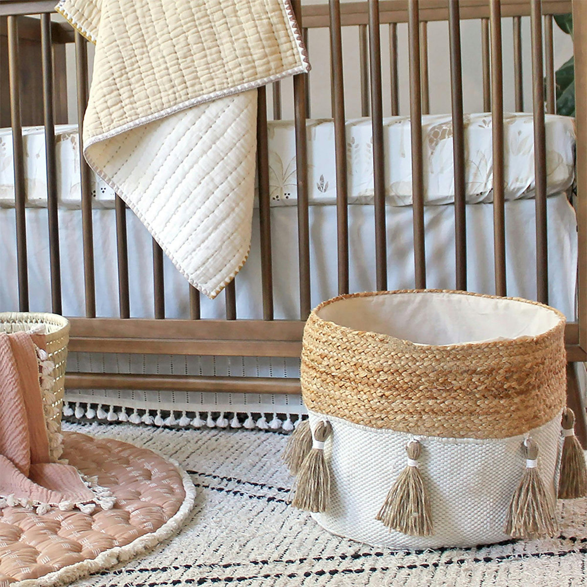 Cotton + Jute Boho Storage Bin