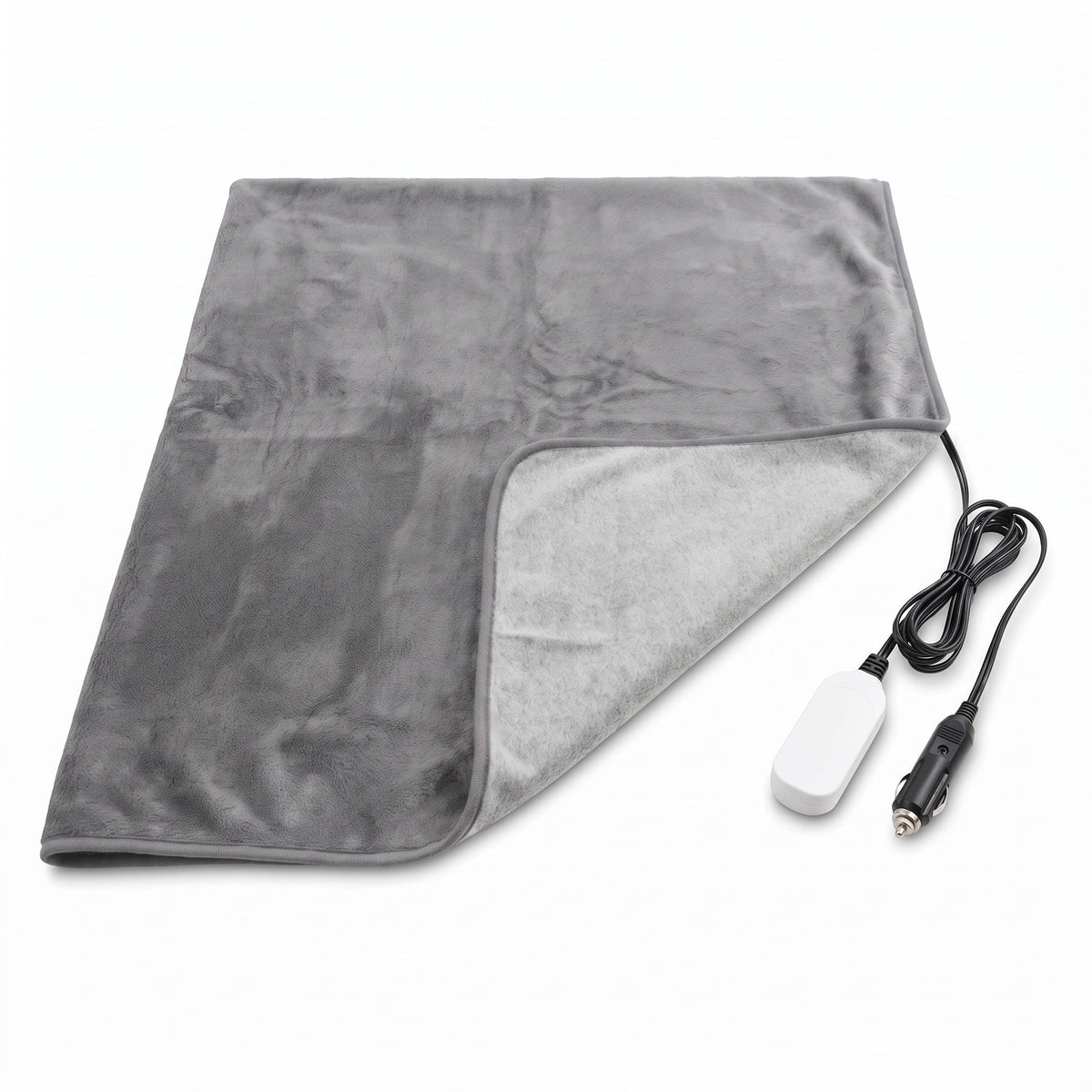 Plush 12V Heated Car Blanket Cigarette Lighter Plug Electric Throw