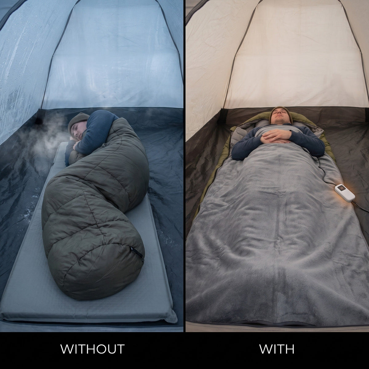 USB Heated Sleeping Bag Pad 5 Heat Levels 10 Hour Timer Bed Warmer