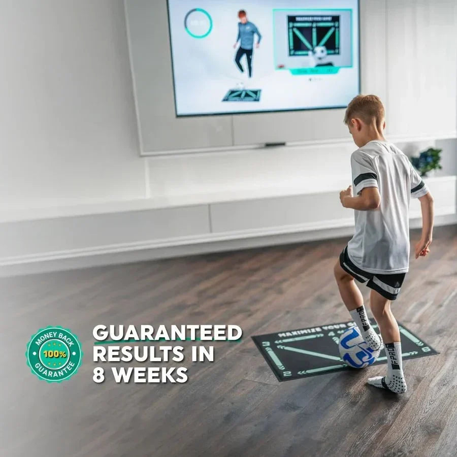 Gym Floor Mat for Soccer Training with Numbered Footwork Guides and Non-Slip Backing