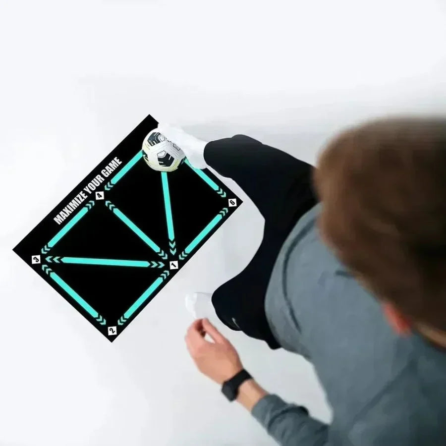 Gym Floor Mat for Soccer Training with Numbered Footwork Guides and Non-Slip Backing