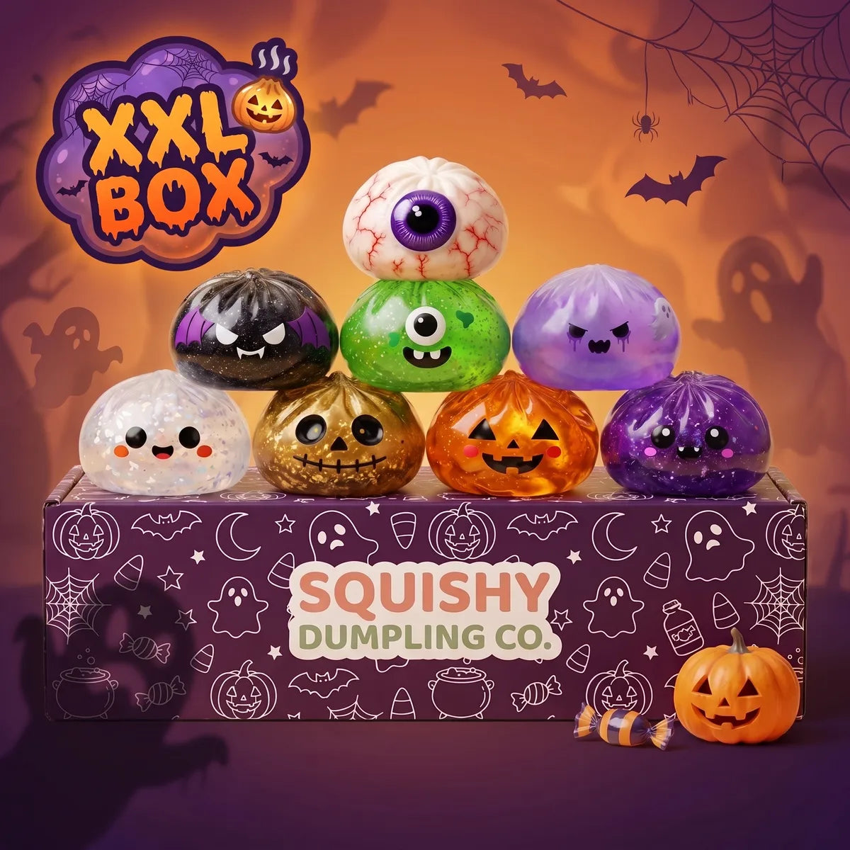 XXL Halloween Dumpling Squishy Set 8 Pieces