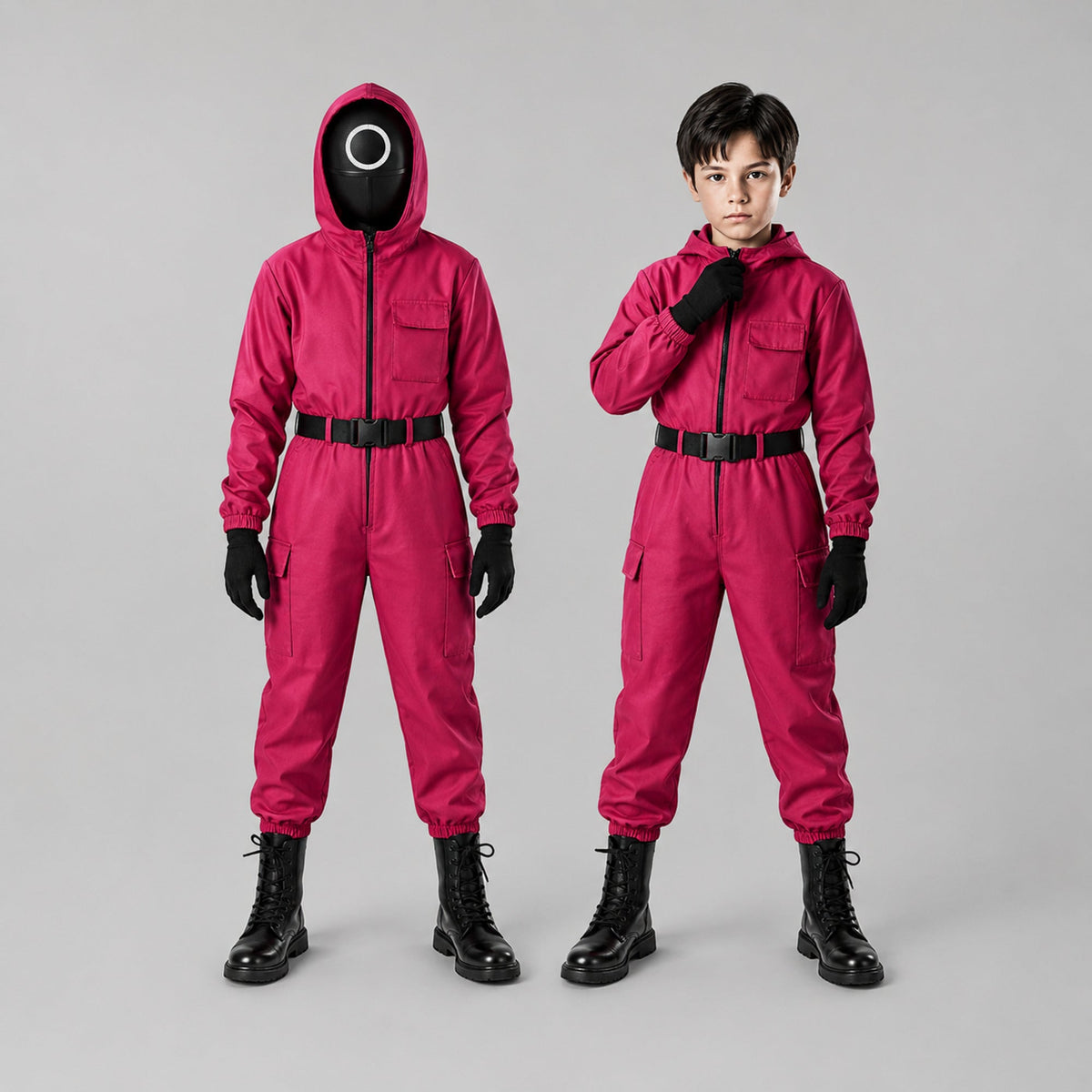 Kids' Hooded Mesh Mask Halloween Jumpsuit Costume