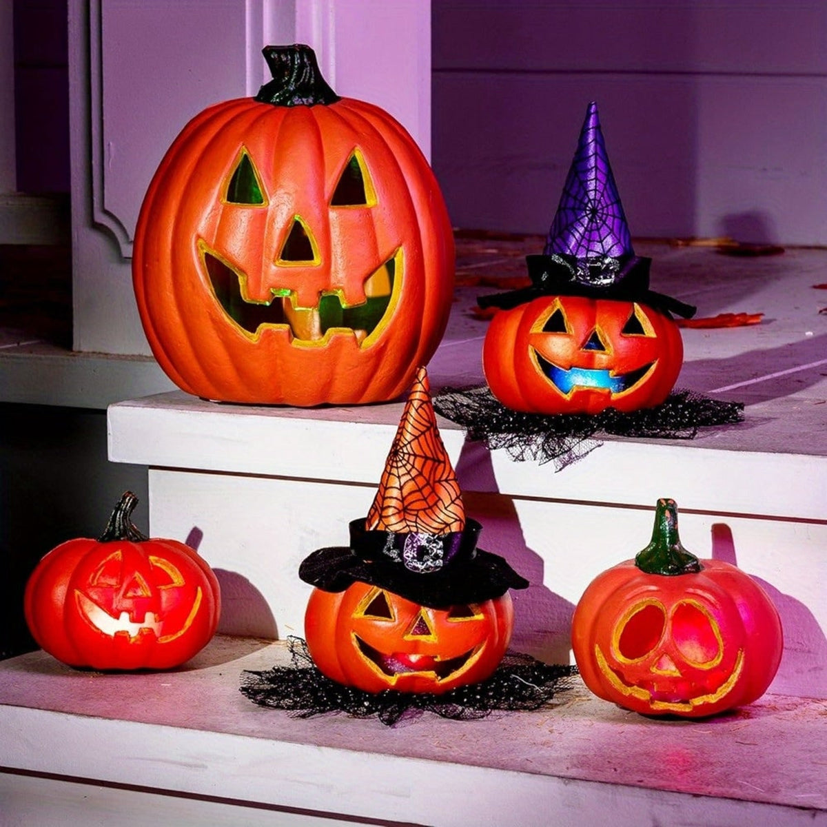 Halloween Pumpkin LED Light Up Plastic Decoration With Glowing Jack