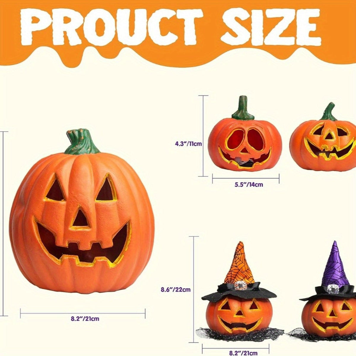 Halloween Pumpkin LED Light Up Plastic Decoration With Glowing Jack