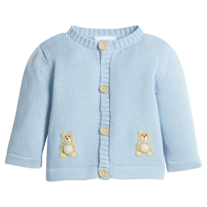 Crochet Cardigan - Blue Teddy Bear