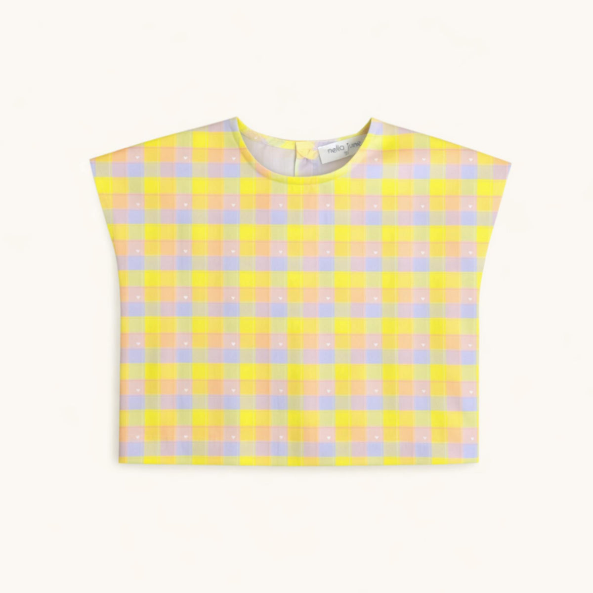 Cap Sleeve Blouse in Pastel Plaid