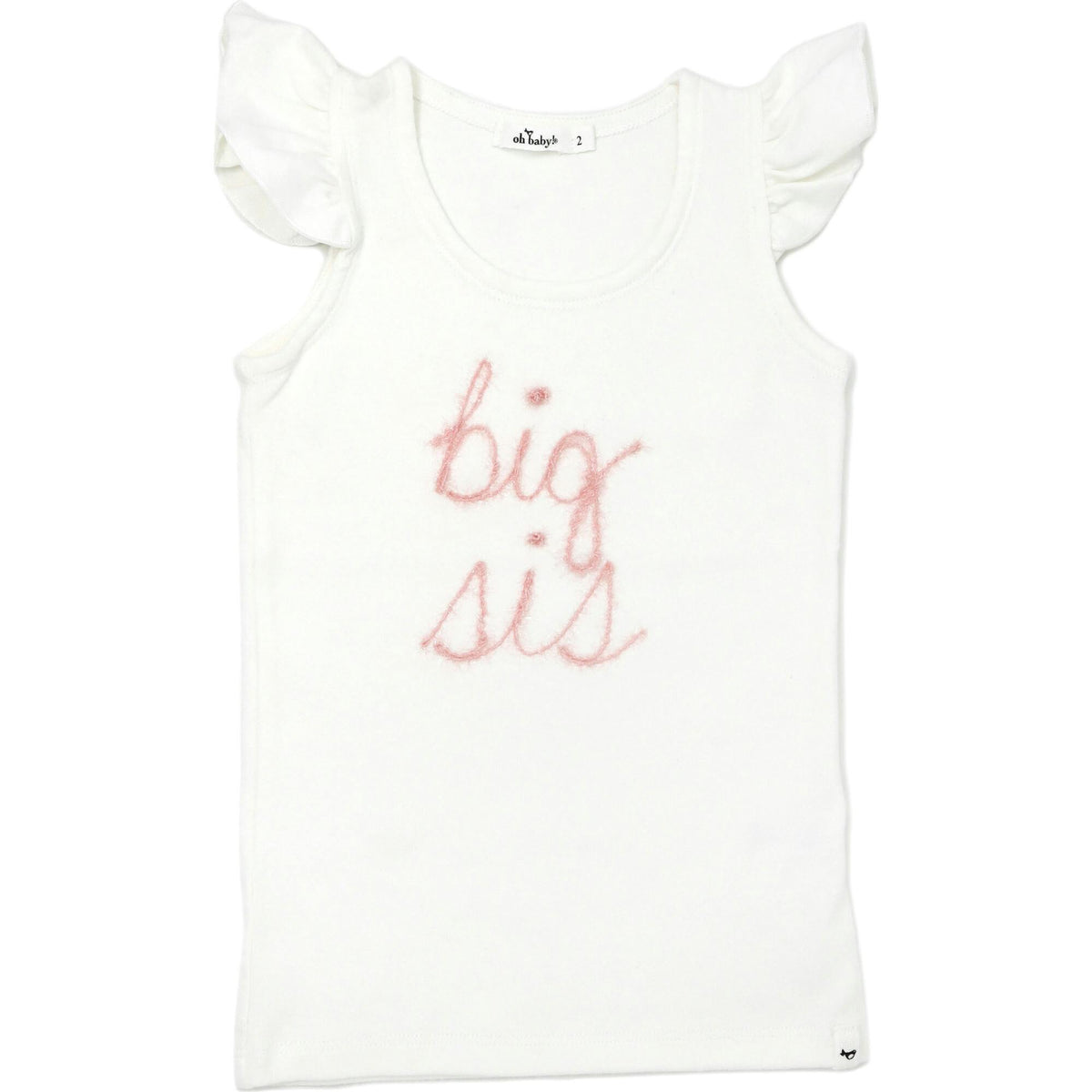 "big sis" Embroidered Cotton Baby Rib Full Sleeve Tank