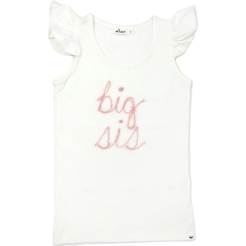 "big sis" Embroidered Cotton Baby Rib Full Sleeve Tank