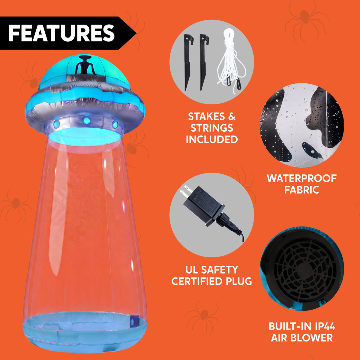 Joiedomi 9 FT Halloween Inflatable UFO Cow Abduction - LED Outdoor Decor