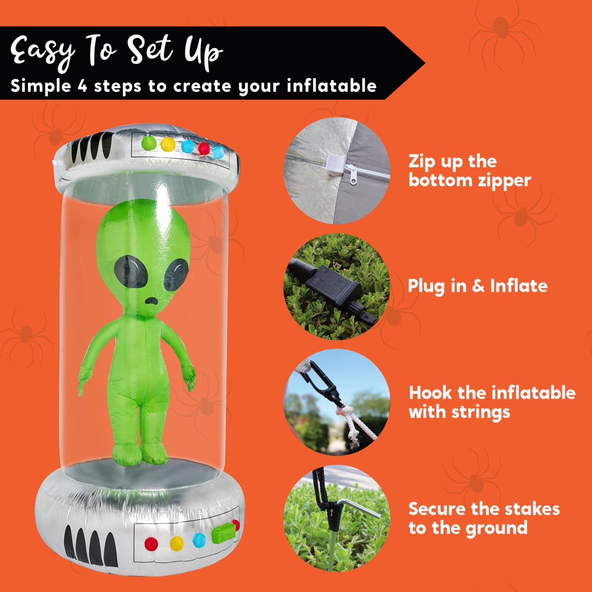 Joiedomi 7 FT Animated Alien Inflatable with Test Tube - LED Outdoor Decor
