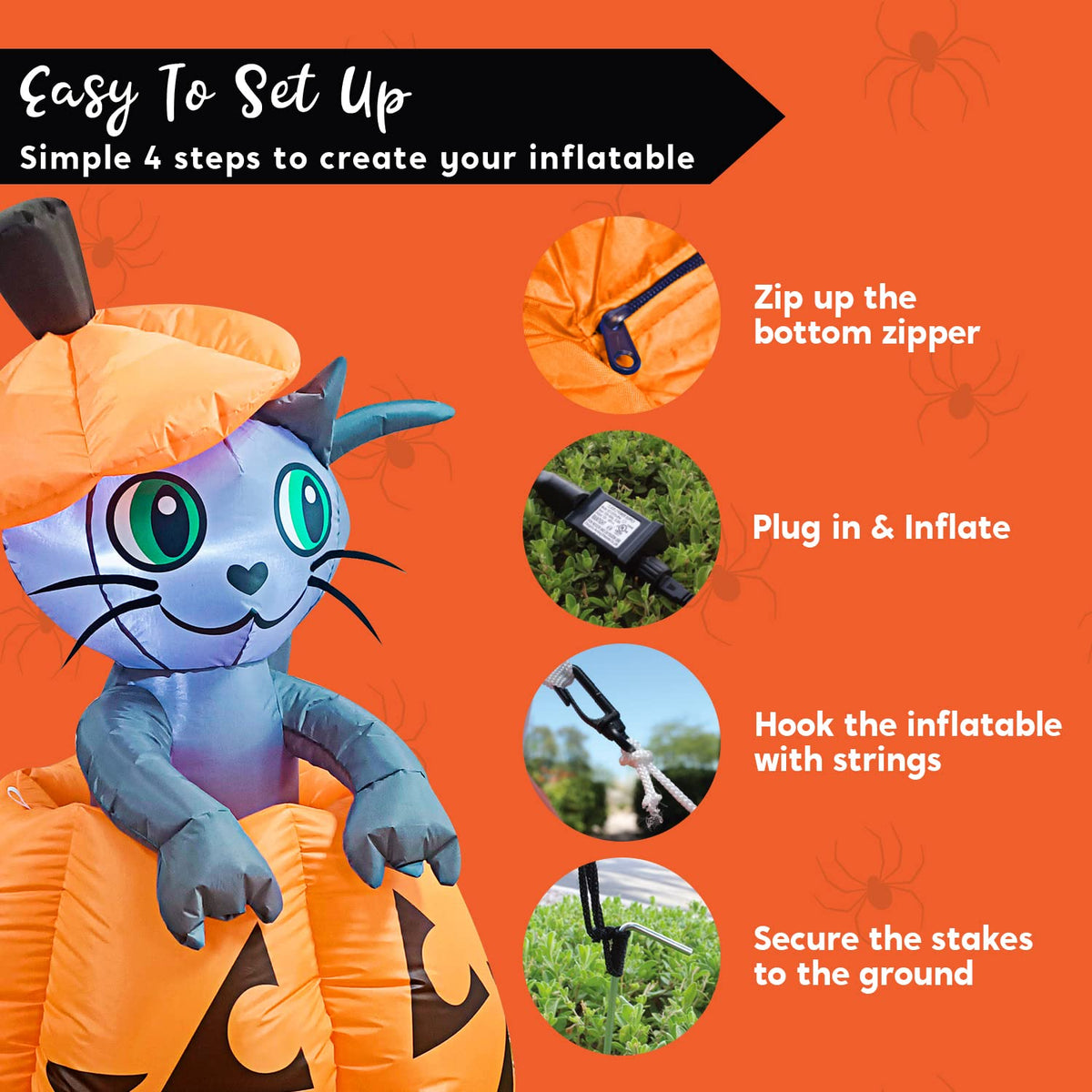 Joiedomi 5 FT Animated Pumpkin Inflatable with Cat - LED Outdoor Decor